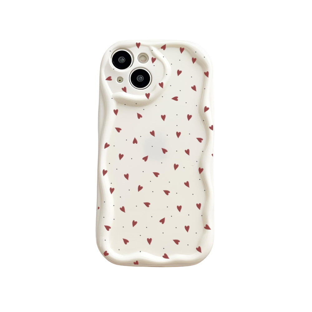 All-inclusive Painted Cream Pattern Heart Mobile Phone Shell
