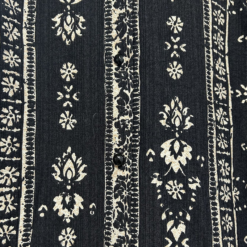 Women's Elegant Printed Blouse - Flowy Boho Shirt With Lantern Sleeves & Lace Trim, Vintage Ethnic Style Loose Top For Spring&Fall