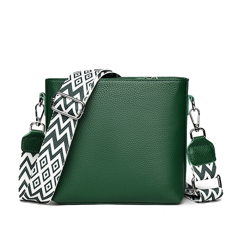 Solid Color Broadband One-shoulder Crossbody High Sense Simple Bucket Bag
