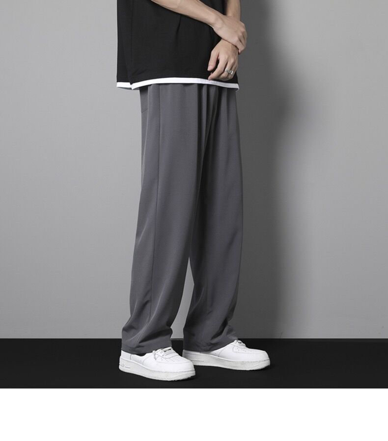 Pants Men's Thin Ice Silk Trousers Casual Trousers Straight Draping
