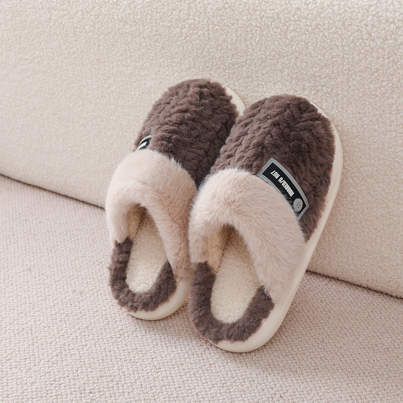 Cute Home Indoor Floor Plush Bow Cotton Slippers Women